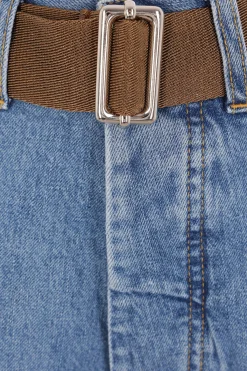 Women PLAN C straight-leg jeans in denim with belt