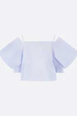 Women SACAI striped cotton poplin top