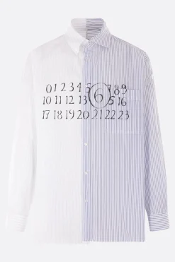 MM6 striped poplin asymmetric shirt
