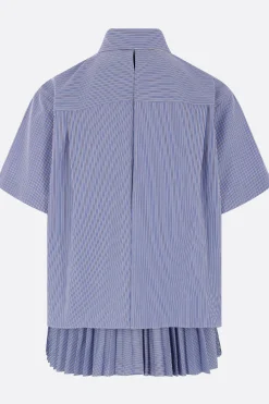 Women SACAI striped poplin short-sleeve shirt