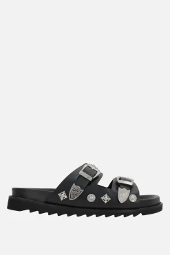TOGA VIRILIS studded smooth leather flat sandals