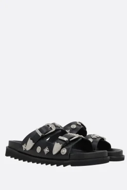 TOGA VIRILIS studded smooth leather flat sandals
