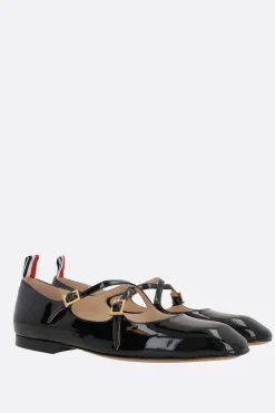 Women THOM BROWNE Thom John criss cross ballerinas in patent leather