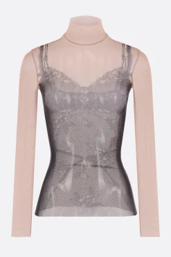 Women BALENCIAGA Trompe l'Œil Lingerie top in stretch mesh