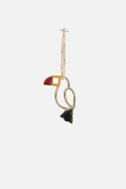 Women ALIITA Tucan earring in enameled yellow gold