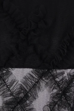 BLACK COMME des GARÇONS tulle long-fit tank top with ruffles