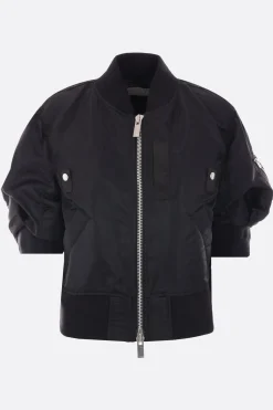 Women SACAI twill short-sleeved bomber jacket
