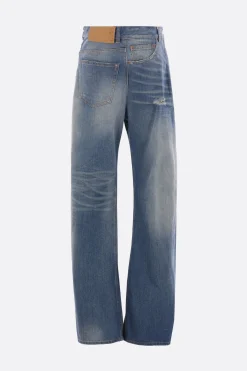 Women MM6 twist wide leg jeans in denim