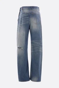 Women MM6 twist wide leg jeans in denim