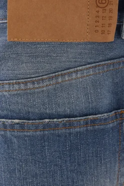 Women MM6 twist wide leg jeans in denim