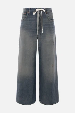 Women MM6 wide-leg denim jeans with drawstring