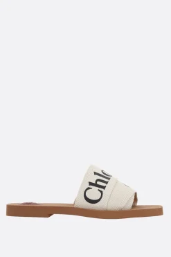 Women CHLOÉ Woody slide sandals in canvas