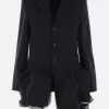 Women COMME DES GARÇONS wool and mesh jacket with destructured hem