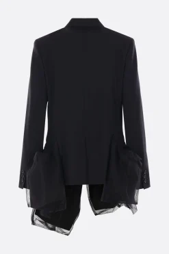 Women COMME DES GARÇONS wool and mesh jacket with destructured hem