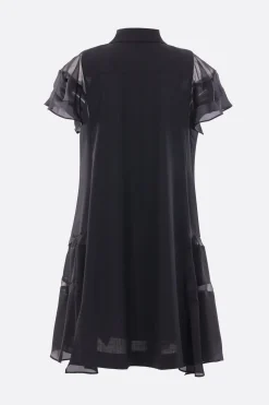 Women SACAI wool and satin shirt dress