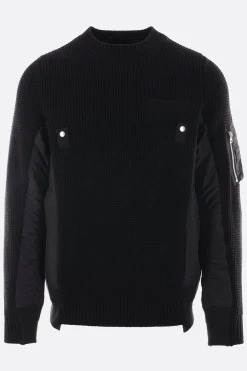 SACAI wool and twill pullover