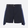 Women SACAI wool blend and denim shorts with belt