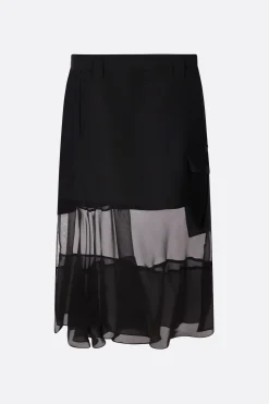 Women SACAI wool blend asymmetric skirt with belt
