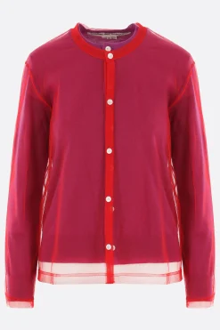 Women COMME DES GARÇONS wool cardigan with tulle layer