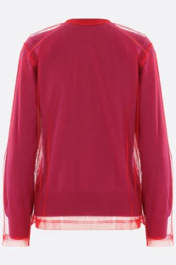 Women COMME DES GARÇONS wool cardigan with tulle layer