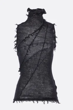 Women YEHUAFAN wool sleeveless top