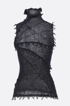 Women YEHUAFAN wool sleeveless top