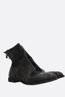 GUIDI zipped ankle boots in grainy leather